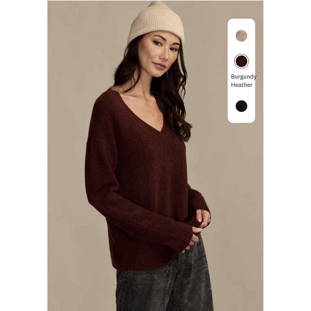 NEW $89 Lucky Brand Cloud Soft V-Neck Sweater Women's XL‎  Wool Blend Oversized - Picture 9 of 12